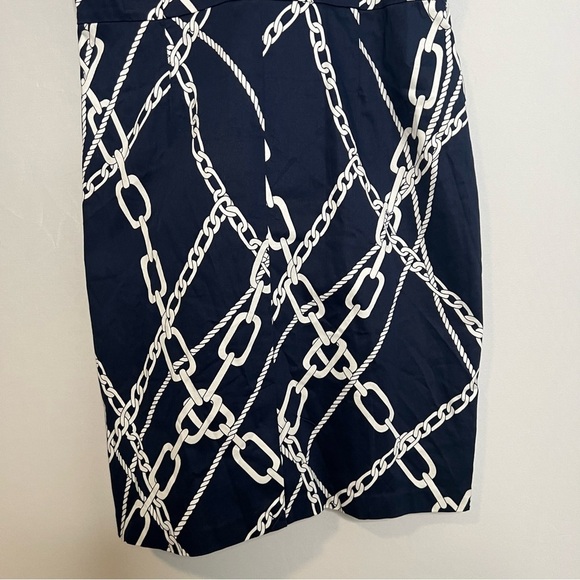 Lennie for Nina Leonard Cotton-Blend Chain-Print Nautical Dress. Size 16. - Picture 11 of 16